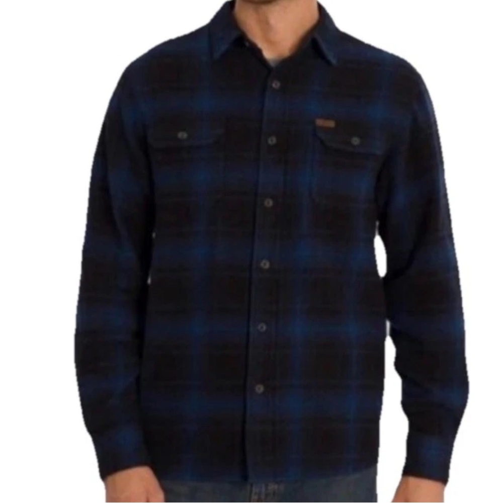 Orvis Blue and Black Flannel Plaid Shirt Jacket Shacket - Size XL